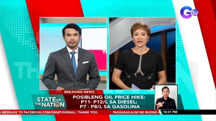 Oil industry source: P11- P12/L sa diesel; P7 - P8/L sa gasolina, posibleng ipatupad sa susunod na linggo | SONA
