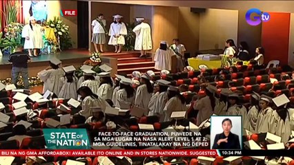 Face-to-face graduation, puwede na sa mga lugar na nasa Alert level 1 at 2; Guidelines, tinatalakay na ng DepEd | SONA