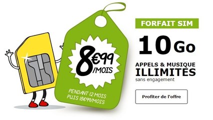 Forfait mobile pas cher : Poste Mobile 10 Go à 8,99€