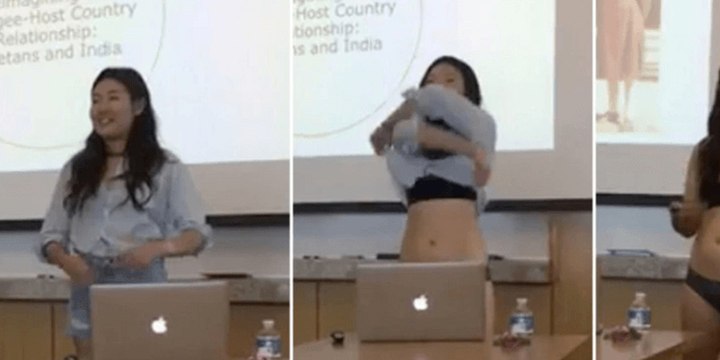 Une étudiante fait un strip-tease devant toute sa classe pour une raison bien précise