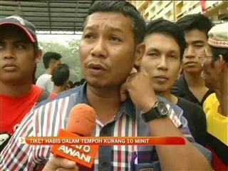 Tiket habis kurang 10 minit