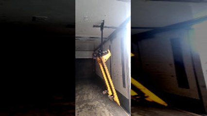 Pallet Wheel Gets Thoroughly Stuck in the Ceiling