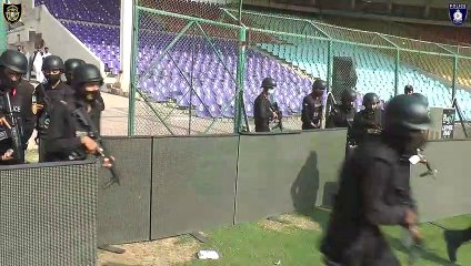 Security drill conducted before Pakistan-Australia Test match in Karachi