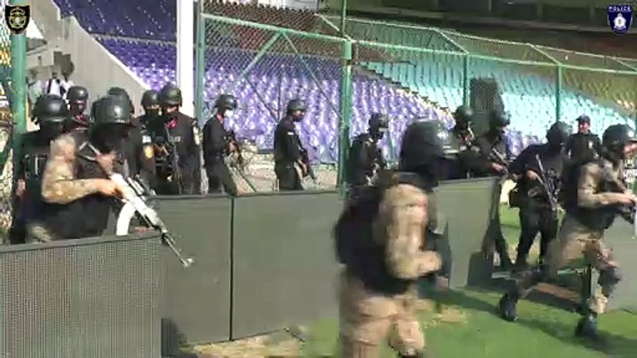 Security drill conducted before Pakistan-Australia Test match in Karachi