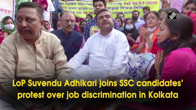 LoP Suvendu Adhikari joins SSC candidates’ protest over job discrimination in Kolkata