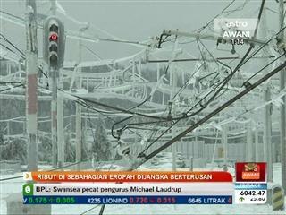 Ribut di sebahagian Eropah dijangka berterusan
