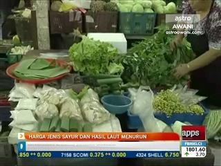 Harga jenis sayur dan hasil laut menurun