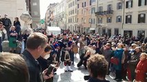 Six Nations Championship: Italy v Scotland Scottish pipers at the Spanish steps