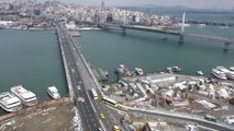 (DRONE) Atatürk Köprüsü, bağlantı noktasındaki çalışmanın ardından yeniden trafiğe açıldı