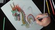 3D Drawing of a Chinese Dragon - How to Draw 3D Water Dragon - Trick Art on Paper