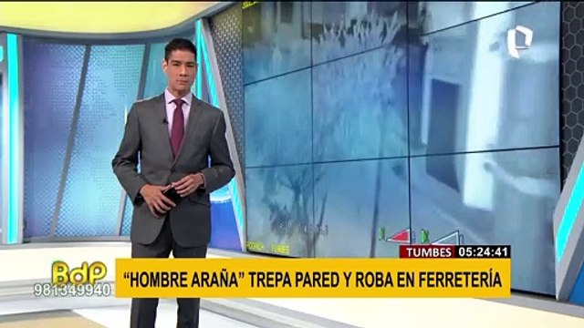 Tumbes: “Hombre Araña” trepa pared y roba en ferretería