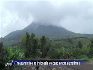 Thousands flee as Indonesia volcano erupts eight times