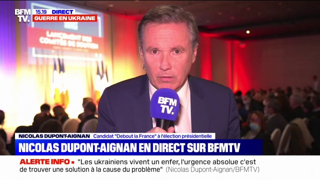 Nicolas Dupont-Aignan sur la guerre en Ukraine: On ne peut pas refuser l'accueil des réfugiés (...) mais on ne peut pas déménager un peuple