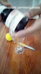 experiment potassium permanganate and lemon reaction.