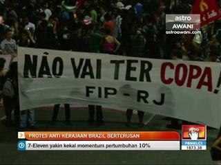Protes anti kerajaan Brazil berterusan