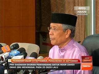 Penamaan calon 13 Sept, pengundian 25 Sept
