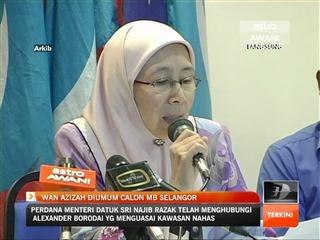 Wan Azizah diumum calon MB Selangor
