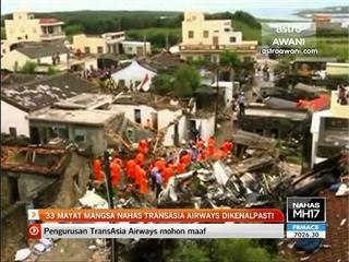 33 mayat mangsa TransAsia Airways sudah dikenalpasti