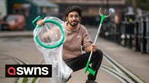 Student brings his global 'plogging' scheme to Britain which sees people jog and pick up litter