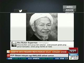 Hampir satu negara menunaikan solat jenazah ghaib