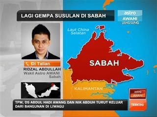 Perkembangan semasa gempa susulan di Sabah
