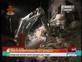 Jumlah korban dijangka terus meningkat