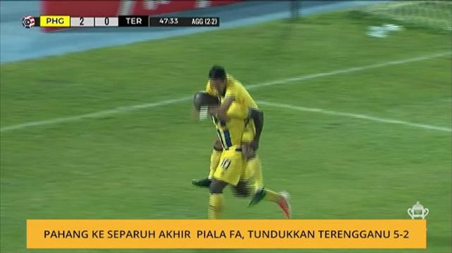 Piala FA: Pahang ke separuh akhir Piala FA, tundukkan Terengganu 5-2