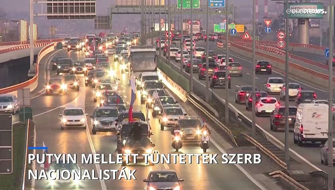 "Z" konvoj: szerb nacionalista tüntetés Putyin agressziója mellett