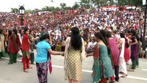 Indian women dancing hand in hand with foreign lady, Wagah Border