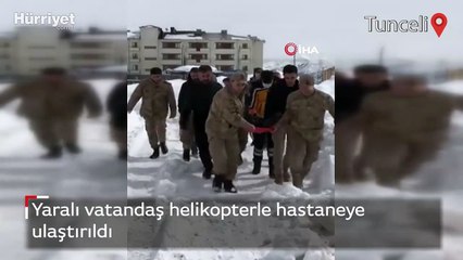 Yaralı vatandaş helikopterle hastaneye  ulaştırıldı