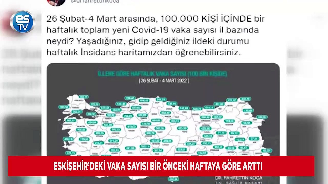 Eskişehir’deki vaka sayısı bir önceki haftaya göre arttı