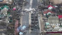Drone footage shows major tank battle on outskirts of Kyiv between Russian and Ukrainian forces