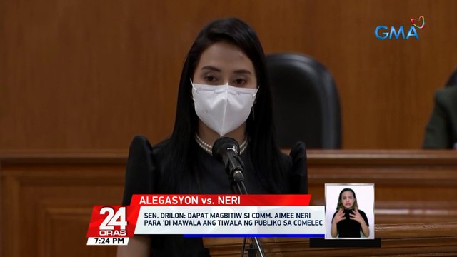 Sen. Drilon: dapat magbitiw si Comm. Aimee Neri para 'di mawala ang tiwala ng publiko sa Comelec | 24 Oras