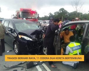 Tragedi berhari raya, 11 cedera dua kereta bertembung