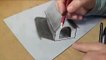 Drawing 3D Dog House -Trick Art on Paper - By Vamos