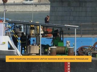 Kren terapung digunakan untuk naikkan boat persiaran tenggelam