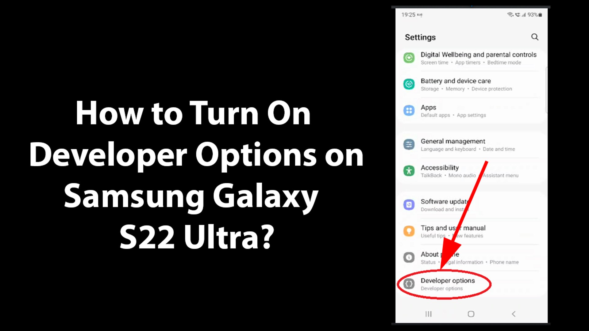 How to Turn On Developer Options on Samsung Galaxy S22 Ultra? - video  Dailymotion
