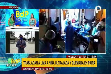 Piura: trasladan a Lima a niña de 11 años que fue violada y quemada