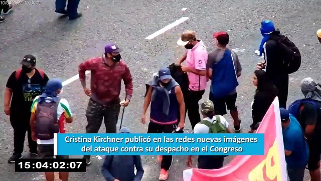 Cristina Kirchner publicó en las redes nuevas imágenes del ataque contra su despacho en el Congreso