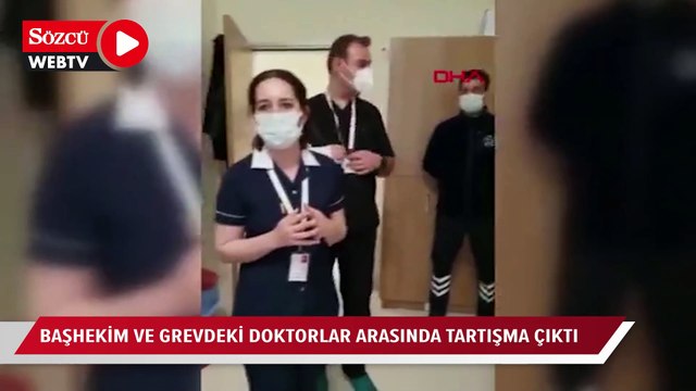Başhekim ve grevdeki doktorlar arasında tartışma çıktı