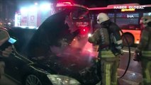 İstanbul Fatih'te seyir halindeki araç alev alev yandı! O anlar kamerada