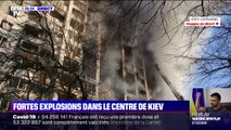 Explosions dans le centre de Kiev: les pompiers tentent d'éteindre l'incendie d'un immeuble résidentiel