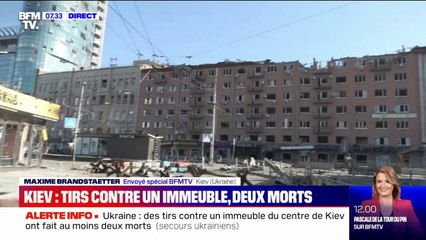 Un immeuble d'habitation soufflé par une explosion à Kiev ce mardi