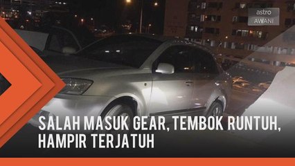Wanita berdepan detik cemas, kenderaan hampir jatuh dari bangunan