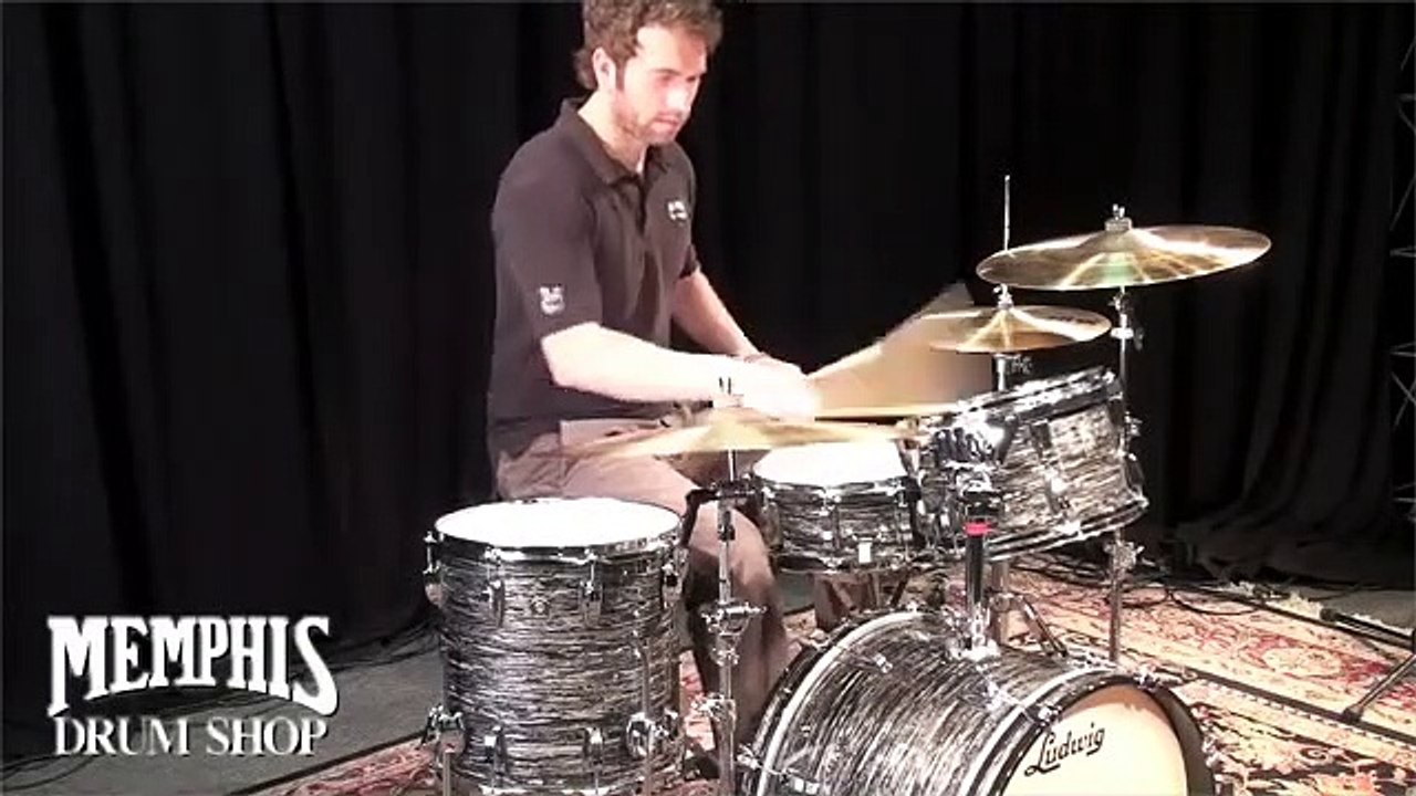 Ludwig 3-Piece Classic Black Oyster Pearl Maple Drum Set and a Matching 5x14 Maple Wood Snare Drum [Memphis Drum Shop]