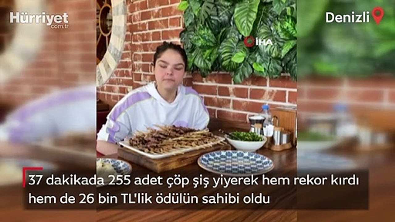 37 dakikada 255 adet çöp şiş yiyerek hem rekor kırdı hem de 26 bin TL'lik ödülün sahibi oldu
