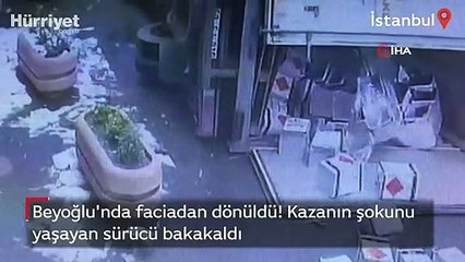 Beyoğlu'nda faciadan dönüldü! Kazanın şokunu yaşayan sürücü bakakaldı