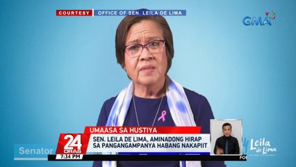 下载视频: Sen. De Lima, umaasang makakamit ang hustisya at makakalaya kung sino man ang susunod na pangulo | 24 Oras