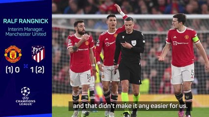 Tải video: Referee 'made it easy' for Atletico tricks, says Rangnick after United crash out of Europe