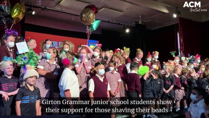 Download Video: Girton Grammar students shave their heads as part of the World's Greatest Shave | Mar 2022 | Bendigo Advertiser